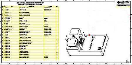 Assembly Drawing - Bill of Materials and Location of components - Test Fixture